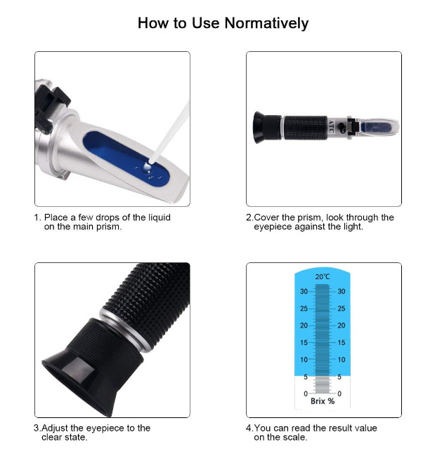 Brix Refractometer 0-32% Brix Meter Refractometer for Testing Sugar Content ATC gallery