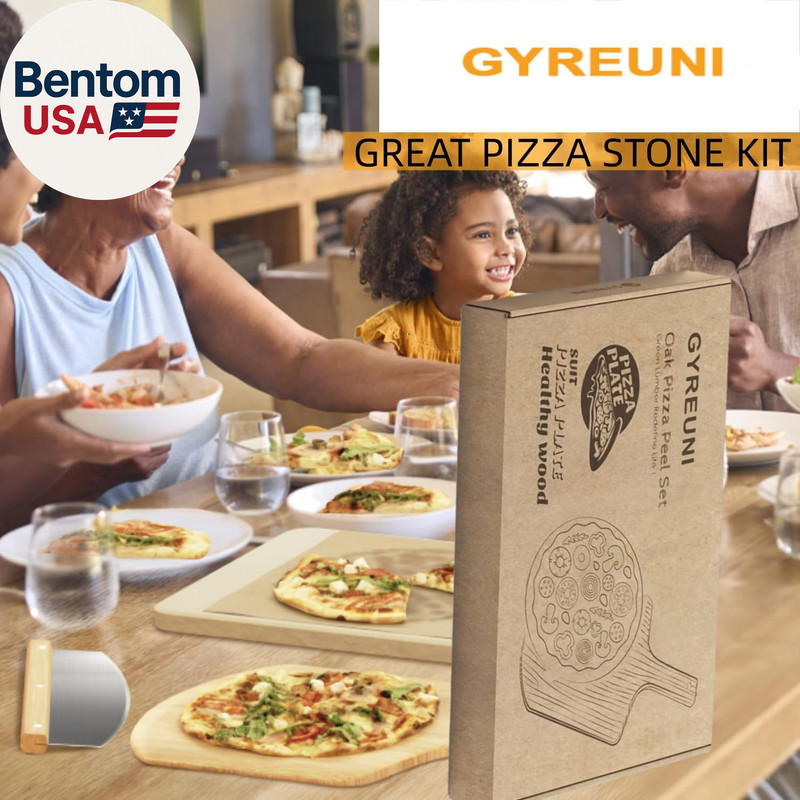 4 PCS Rectangle Pizza Stone Set, 15" Large Pizza Stone for Oven and Grill with P gallery