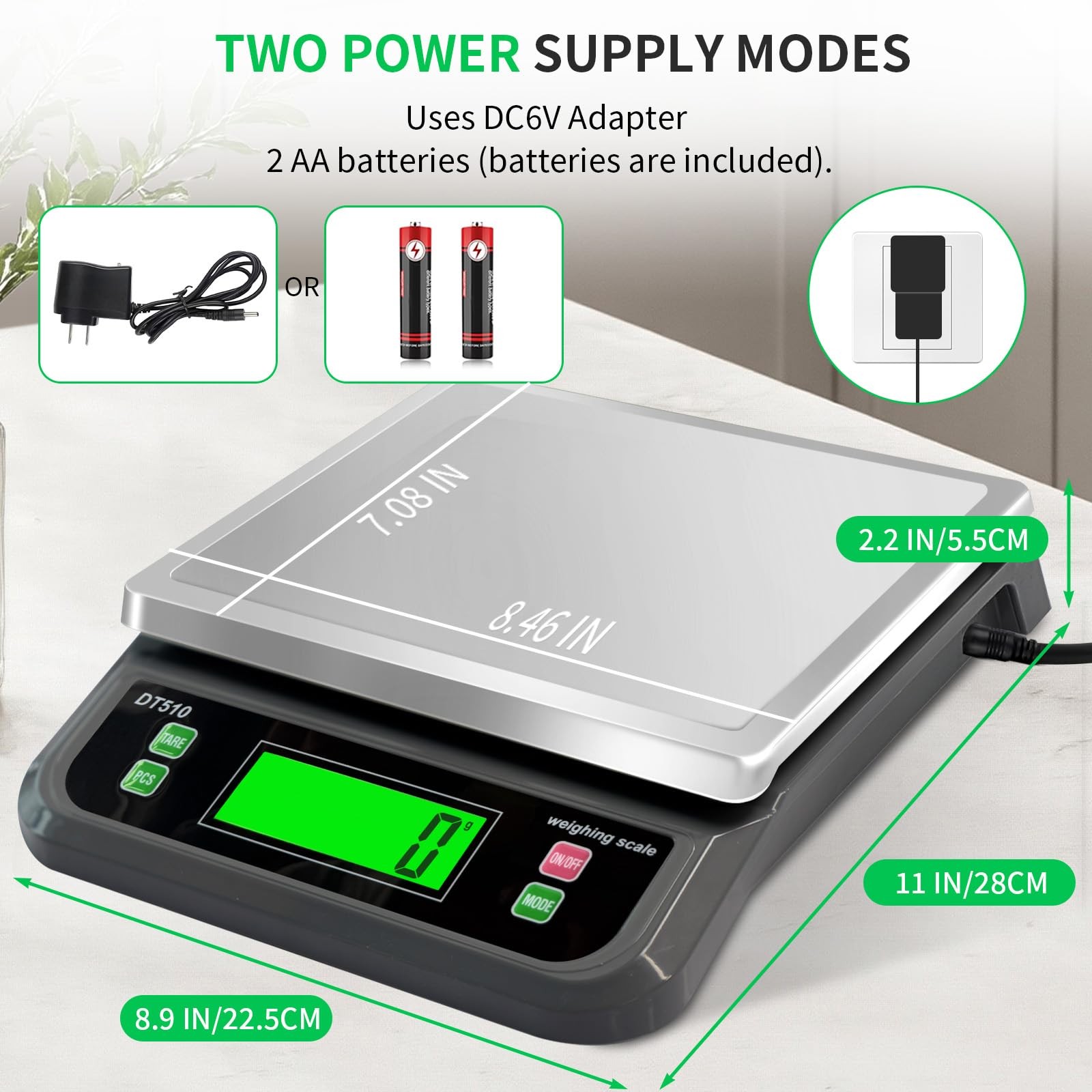 Large Digital Kitchen Scale 88lbs/40kg with 6 Unit Stainless Stee Food Scales... gallery