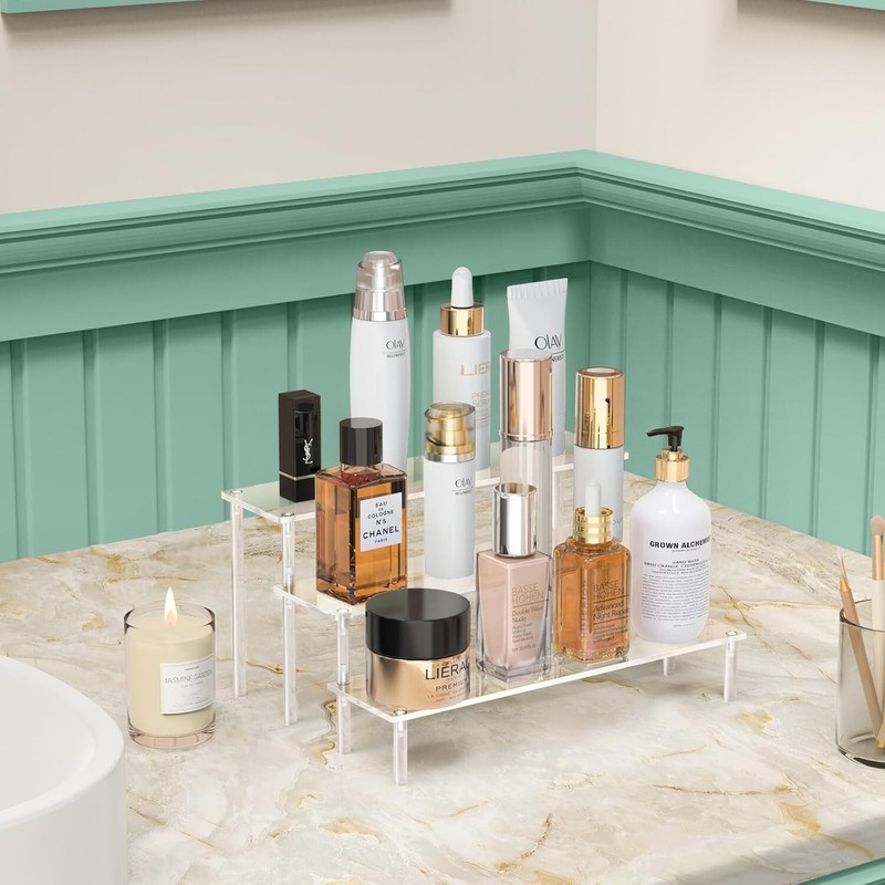 3-Tier Clear Acrylic Display Risers – Large Perfume & Shelf Organizer Stand gallery