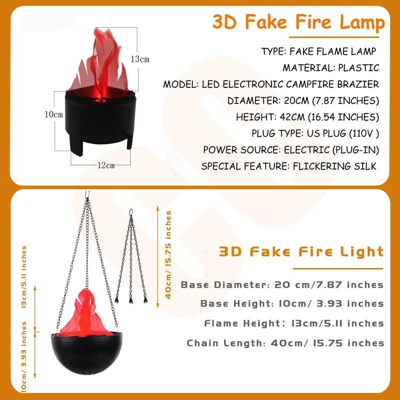 Fire Effect Hanging Flame Light 3D Fake Fire Stand Lamp Party Bar Decorative gallery