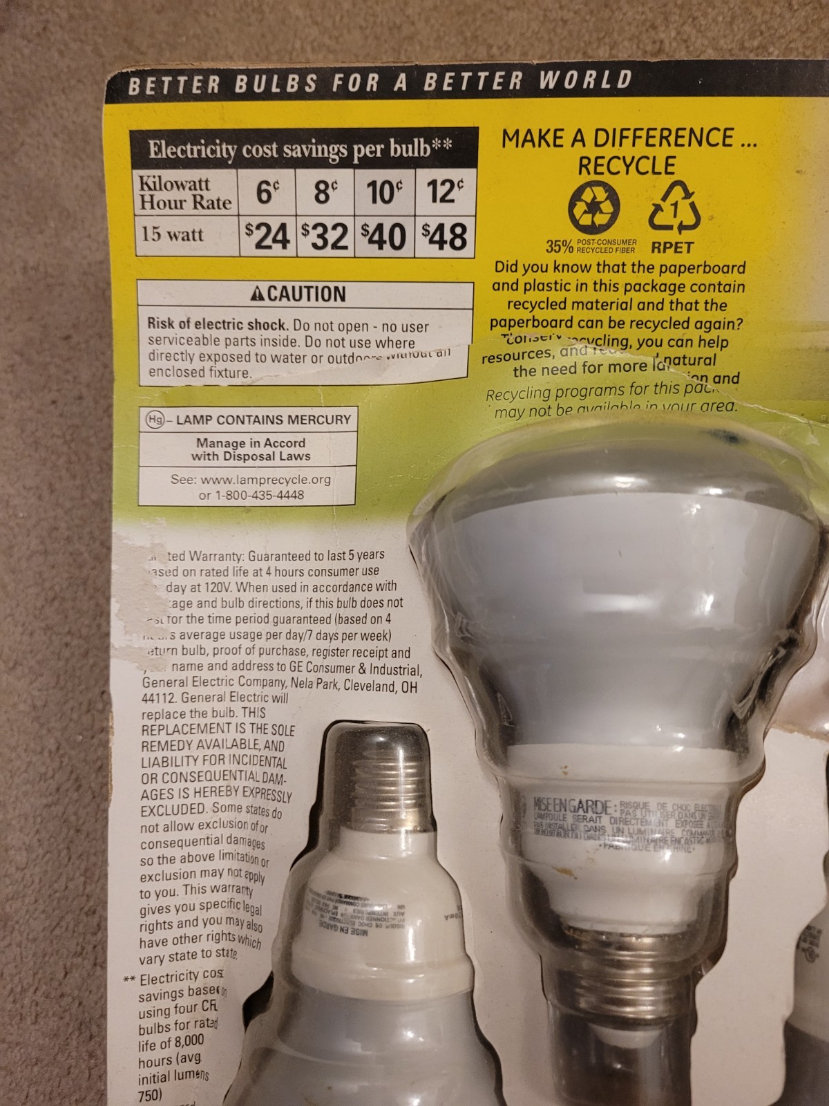 3 GE 65W LED Floodlight Bulbs Using Only 16W- ‎LED10DR30EG. Life 8000 Hours. gallery