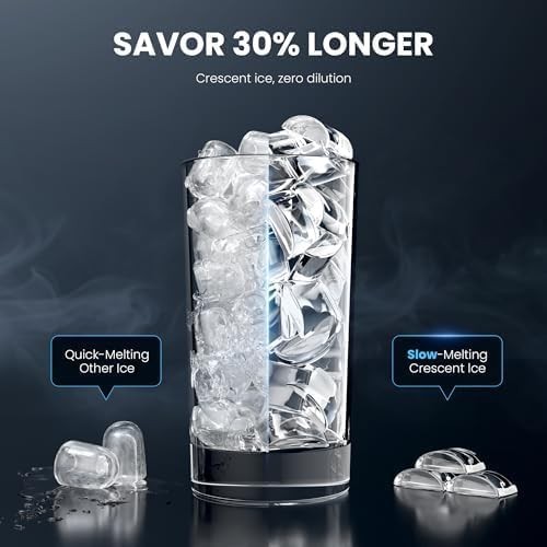 Electactic Crescent Luna Ice Maker - 28Lbs/24H, 16 Cubes in 6 Mins, Office, RV gallery