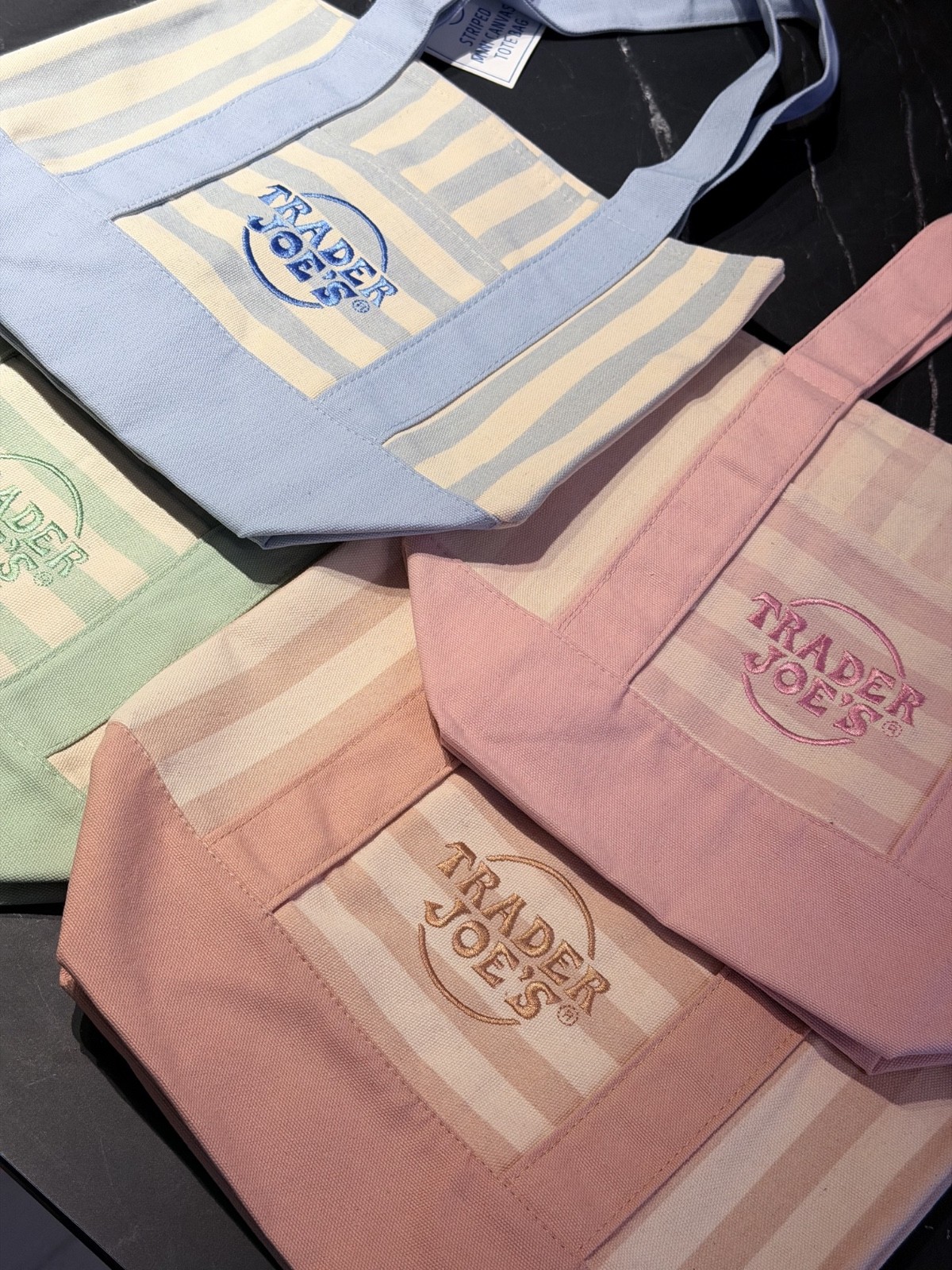 Trader Joe’s 2026 Striped Mini Paste tote bag set of 4 gallery