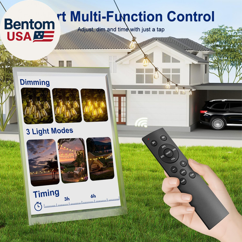 30FT LED Outdoor String Lights with Remote, One Continuous Strand Patio Lights w gallery