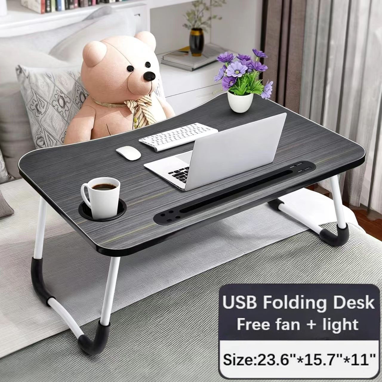 Laptop Bed Desk Foldable Portable Laptop Table Breakfast Tray Stand Stable gallery