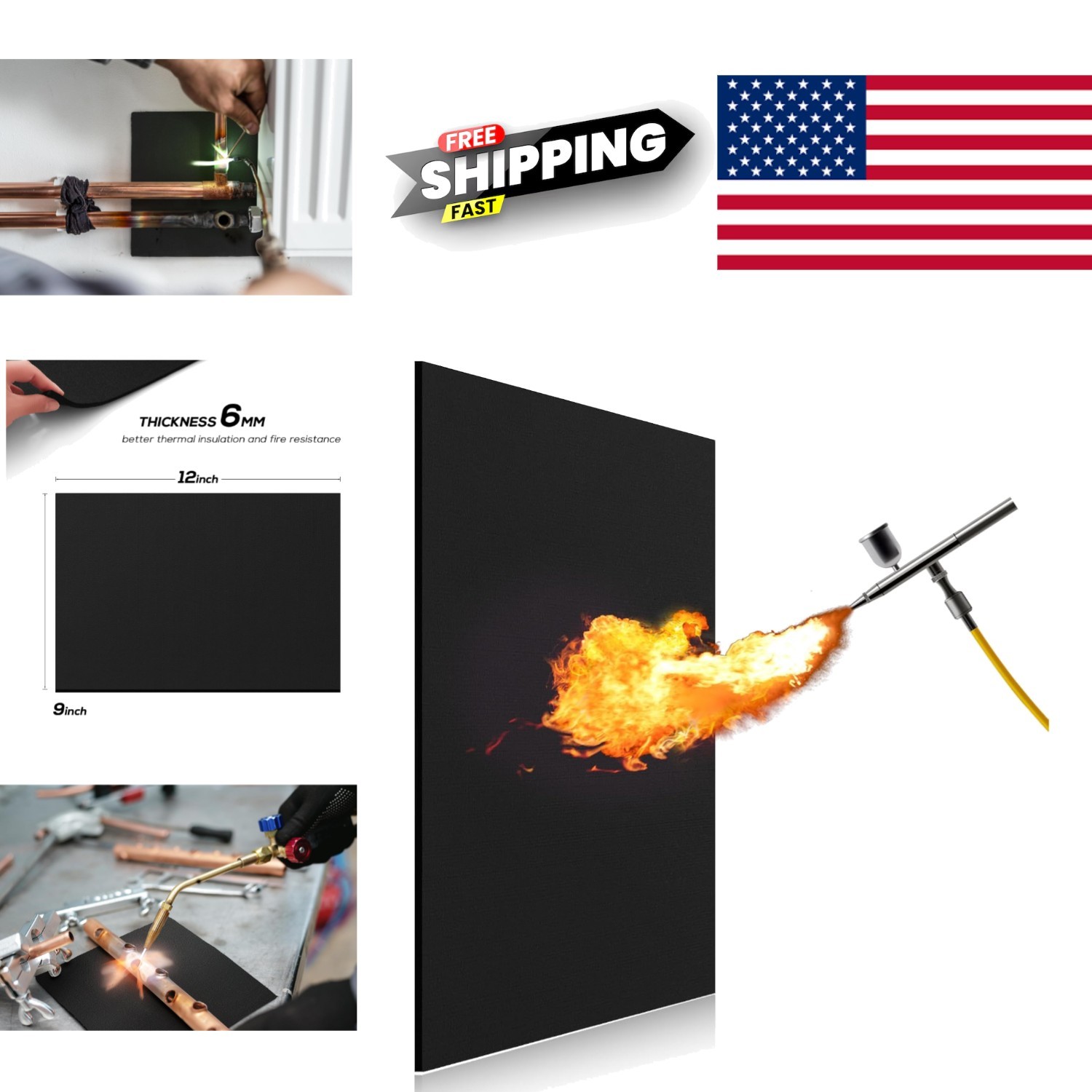 9x12 Inch Fireproof Insulation Blanket High Temp 1800F for Equipment Protection gallery