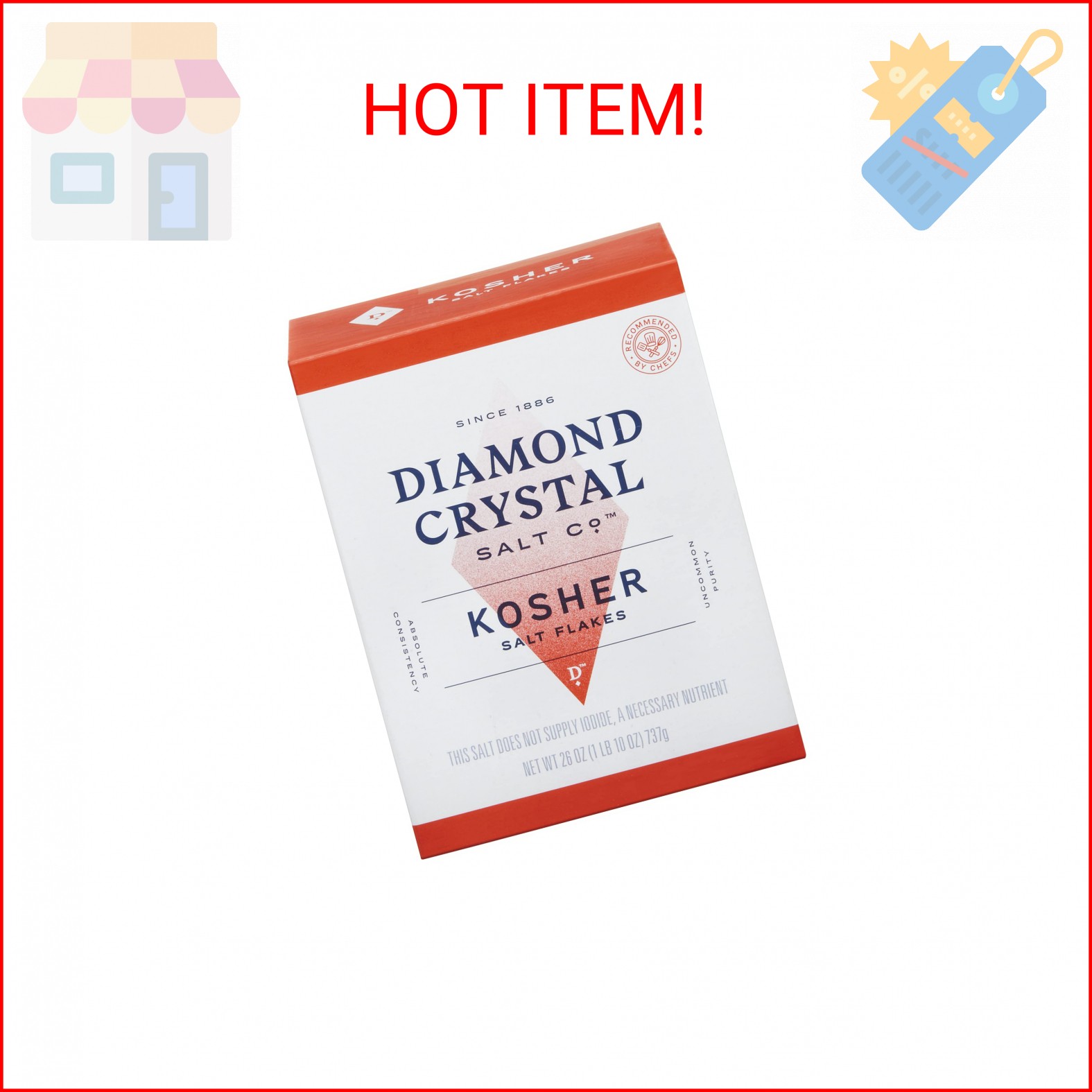 Diamond Crystal Kosher Salt Flakes - Full Flavor, No Additives - Staple for Prof gallery