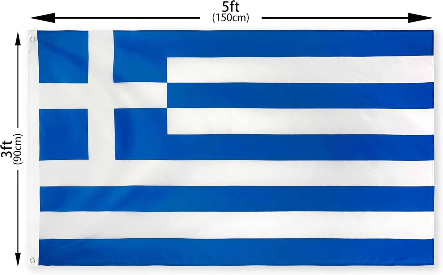 DANF Greece Flag 3X5 Ft Thick Polyester, Fade Resistant, Brass Grommets, Canvas gallery