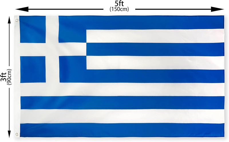 DANF Greece Flag 3X5 Ft Thick Polyester, Fade Resistant, Brass Grommets, Canvas gallery