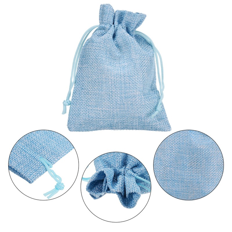 25Pcs Drawstring Burlap Gift Bags 4" x 6" Linen Sack Jewelry Pouches Blue gallery