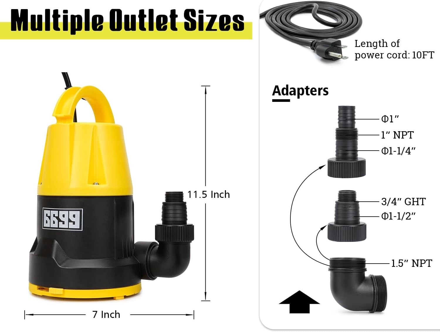 Submersible Sump Pump 1HP Portable Water Pump 5000GPH Drain Water for Pool Pond gallery