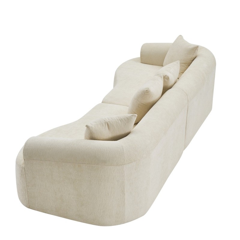 Curved Boneless Sofa,Compression Modular 108'' Sectional,White High-Density gallery
