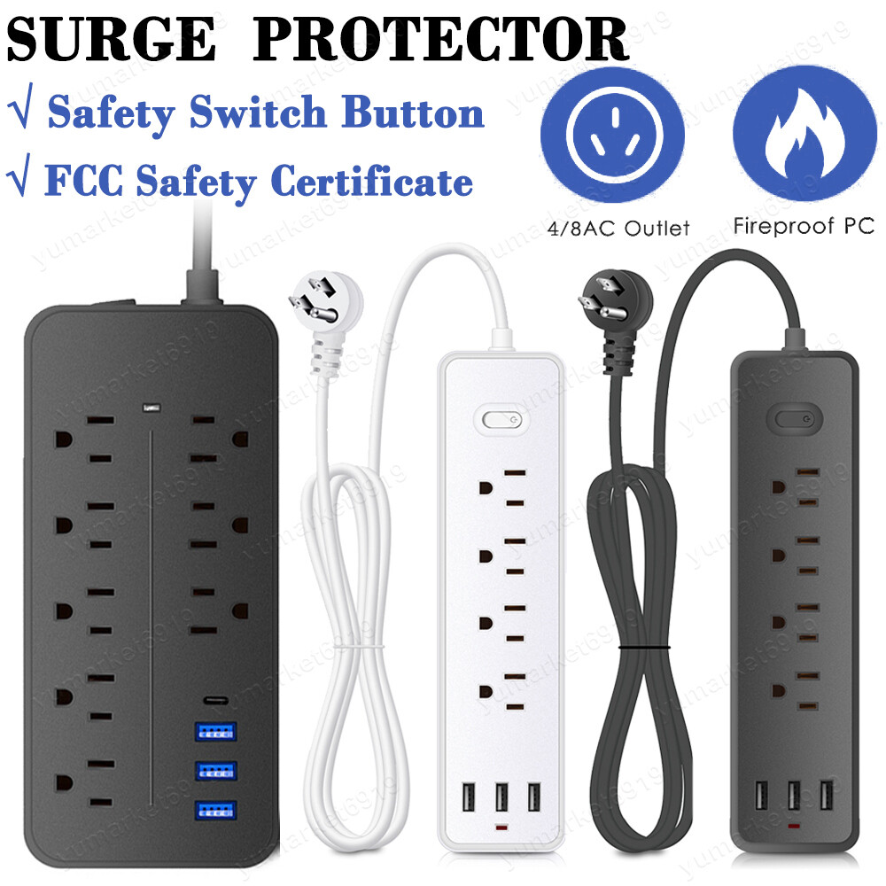 Wall Mountable USB Surge Protector Power Strip with USB Ports 4/8 Outlet Plugs gallery