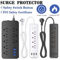 Wall Mountable USB Surge Protector Power Strip with USB Ports 4/8 Outlet Plugs