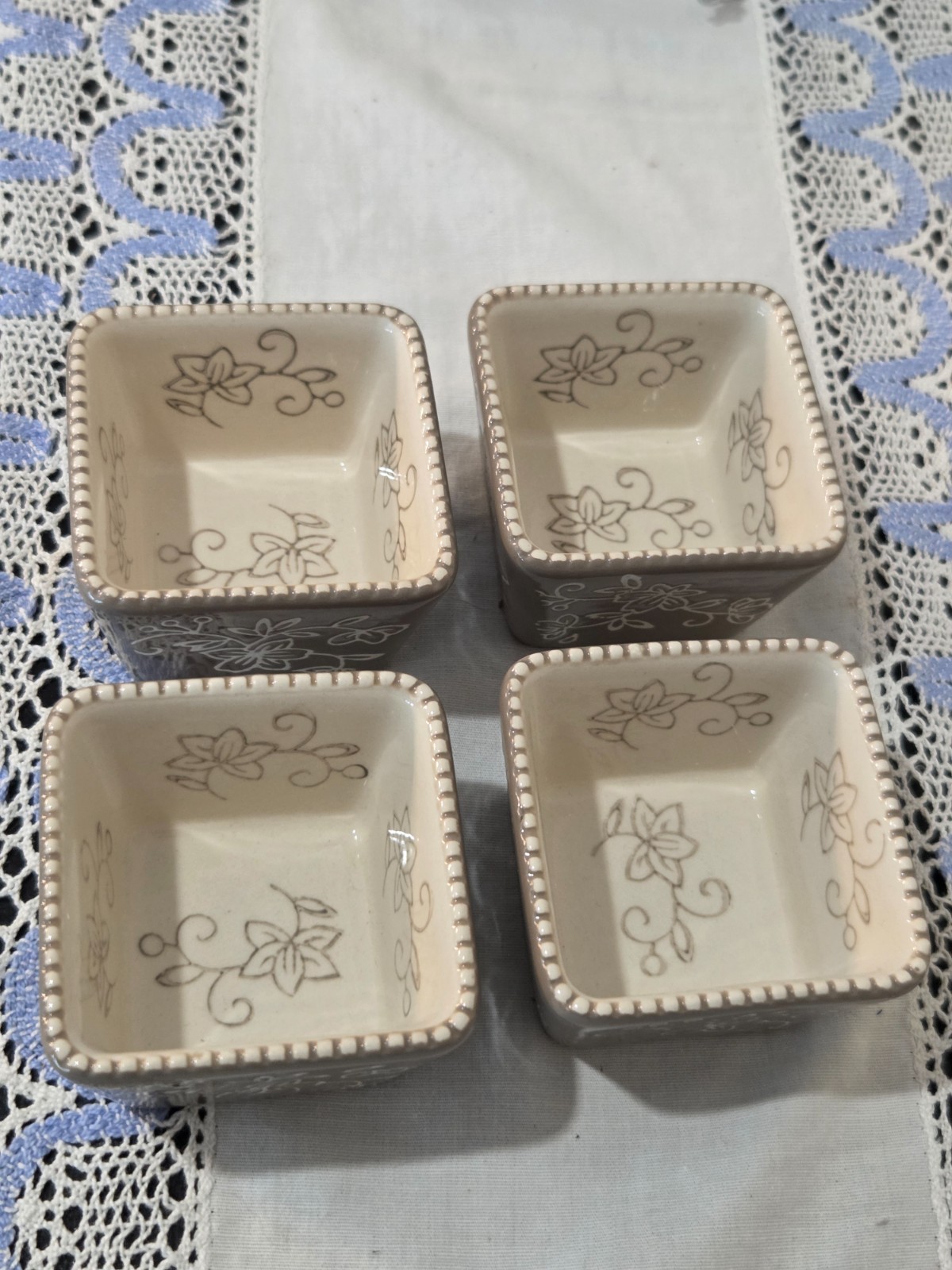 Temptations Bakeware 4 Piece Ramekin Set Beige Neutral 3" x 3" x 2" 4 ounces gallery