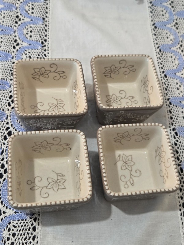 Temptations Bakeware 4 Piece Ramekin Set Beige Neutral 3" x 3" x 2" 4 ounces gallery
