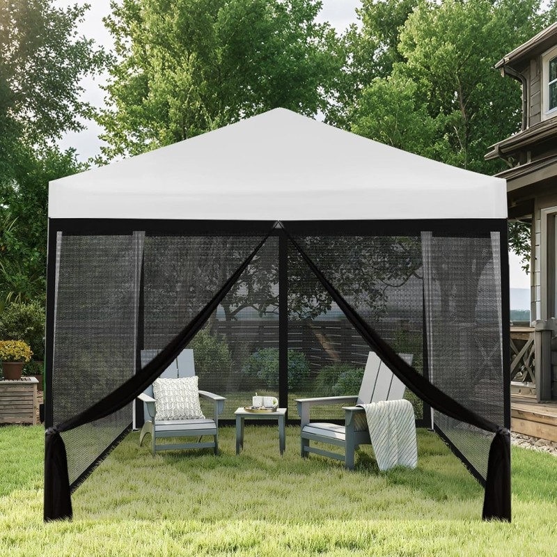 Universal 10x10 ft Bug Screen Tent with Zipper Doors for Camping & Backyard Use gallery