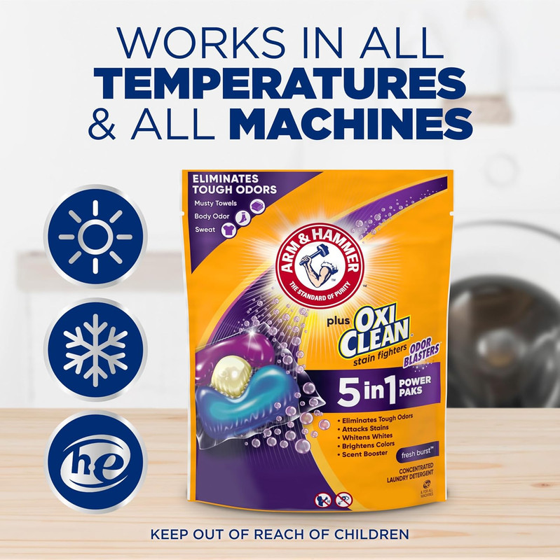 plus Oxiclean with Odor Blasters Laundry Detergent 5-IN-1 Power Paks, 42CT (Pack gallery