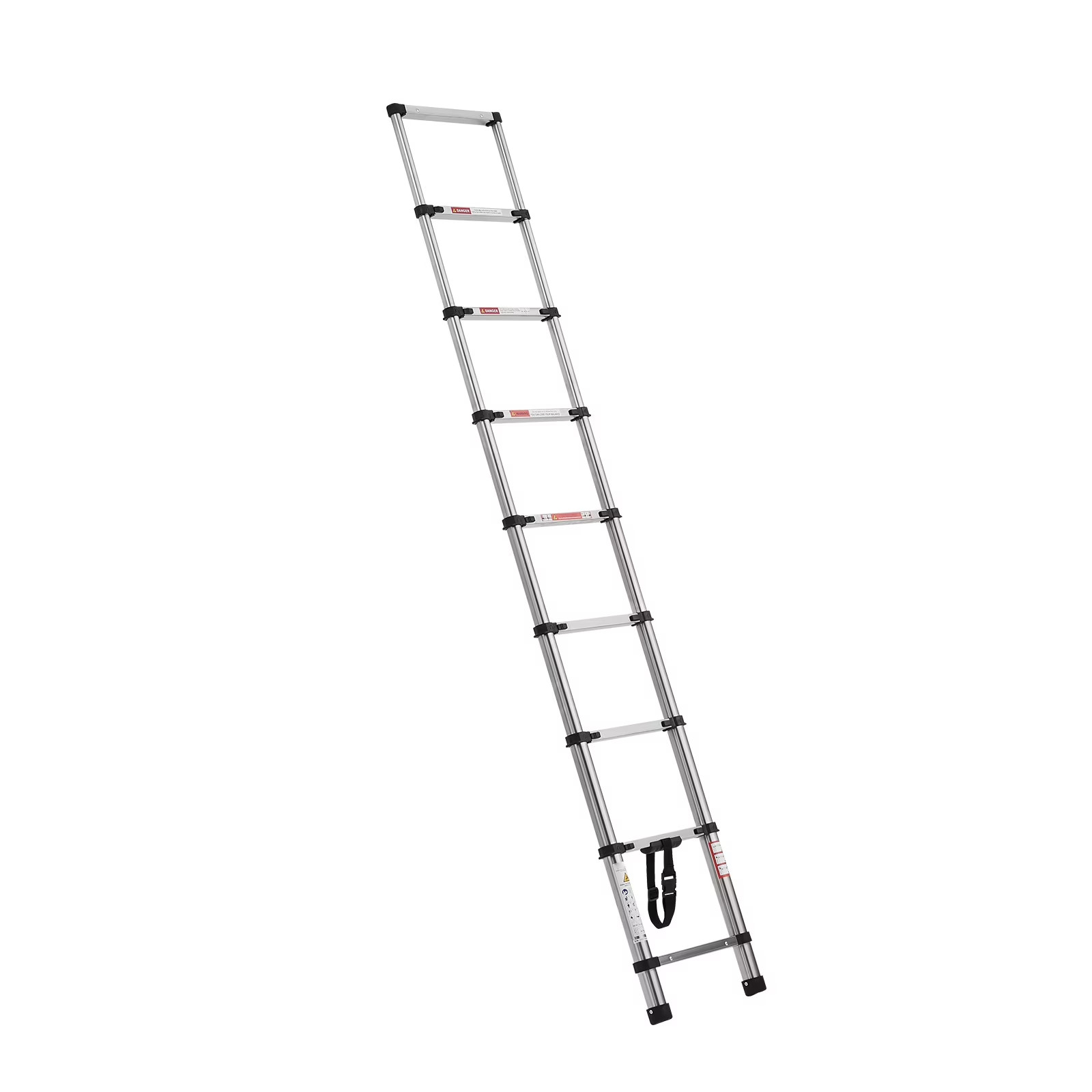KFFKFF 8.5ft Stainless Steel Telescoping Ladder, 330LBS Multi-Button Retraction gallery