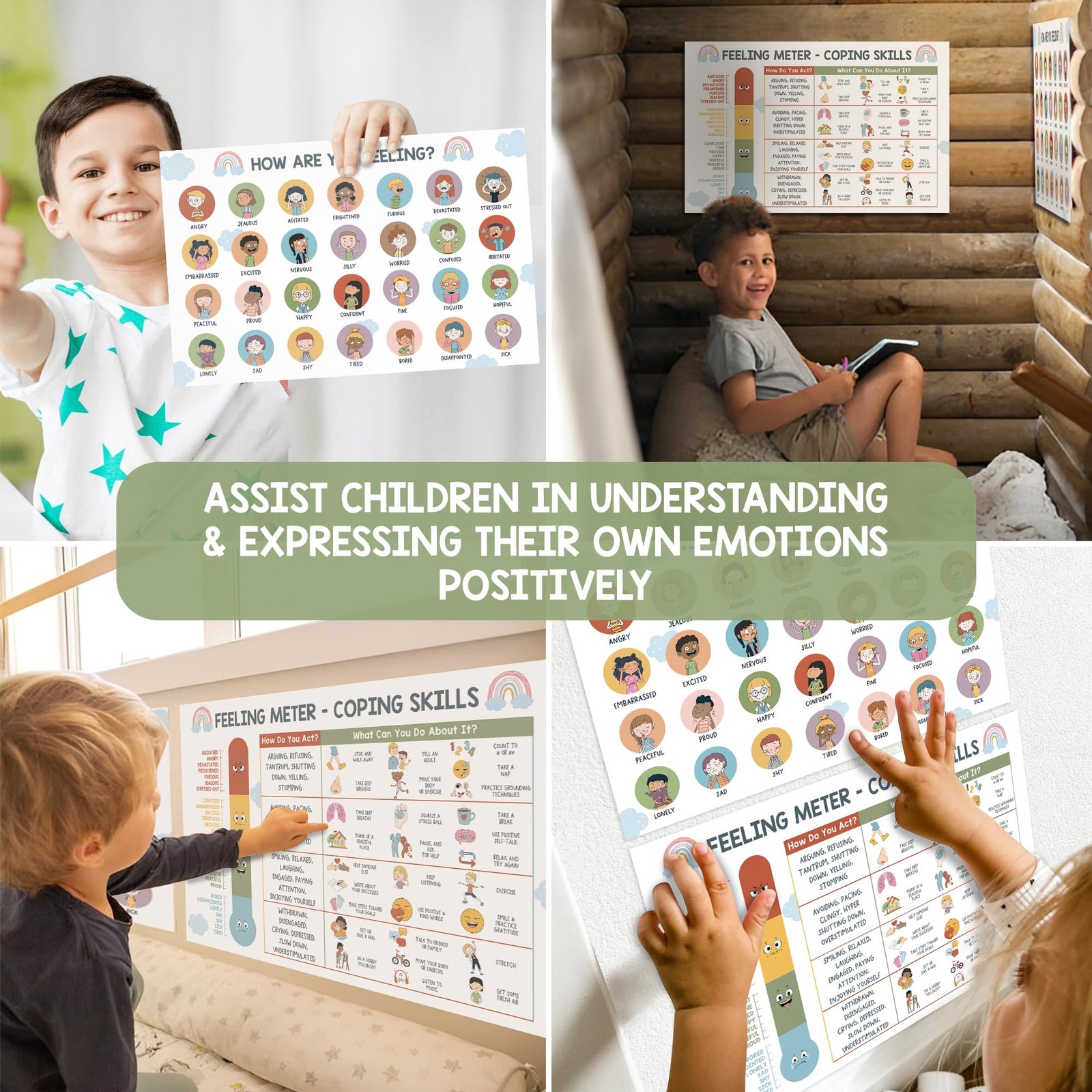 Feelings Chart for Kids - Coping Skills Emotions Chart Poster - Calm Down Cor... gallery
