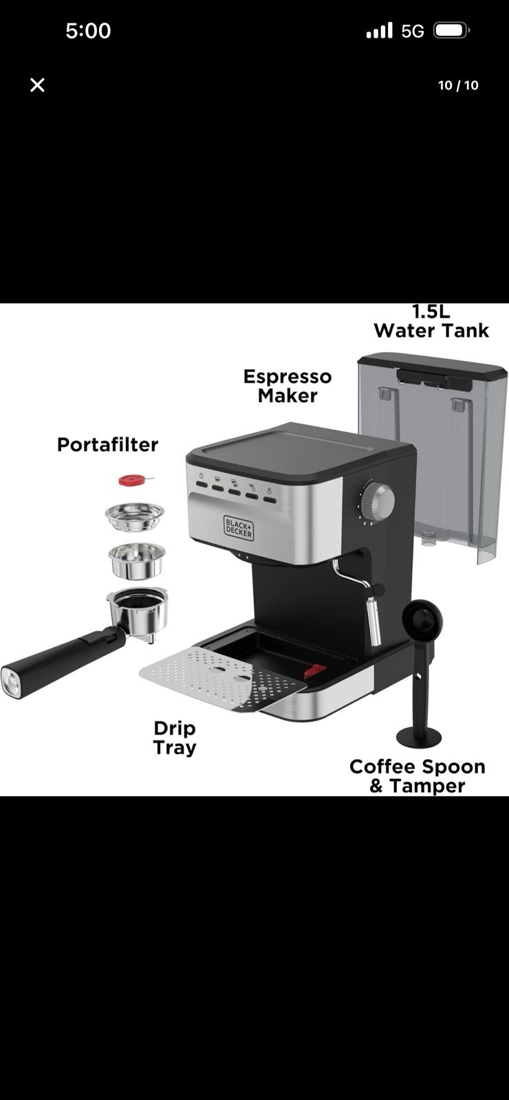 BLACK+DECKER Semi Automatic Espresso Machine 15 Bar gallery