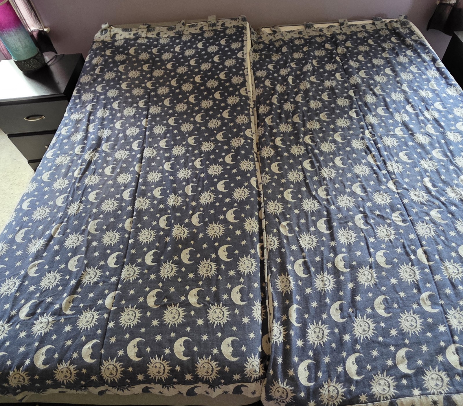 Vintage Rare 90s Y2K Celestial Sun Moon Bedroom Curtains Panel Set whimsigoth gallery
