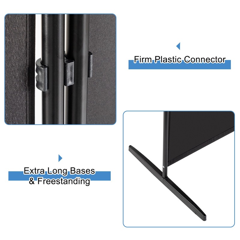Polyester Fabric Plastic Foot Carbon Steel Frame Foldable Screen Black gallery
