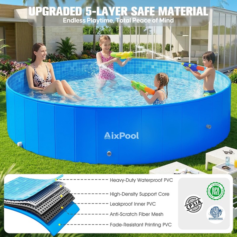 AixPool 2026 Large Foldable Pool,Non-Inflatable Pool for Adult,Foldable Swimming gallery