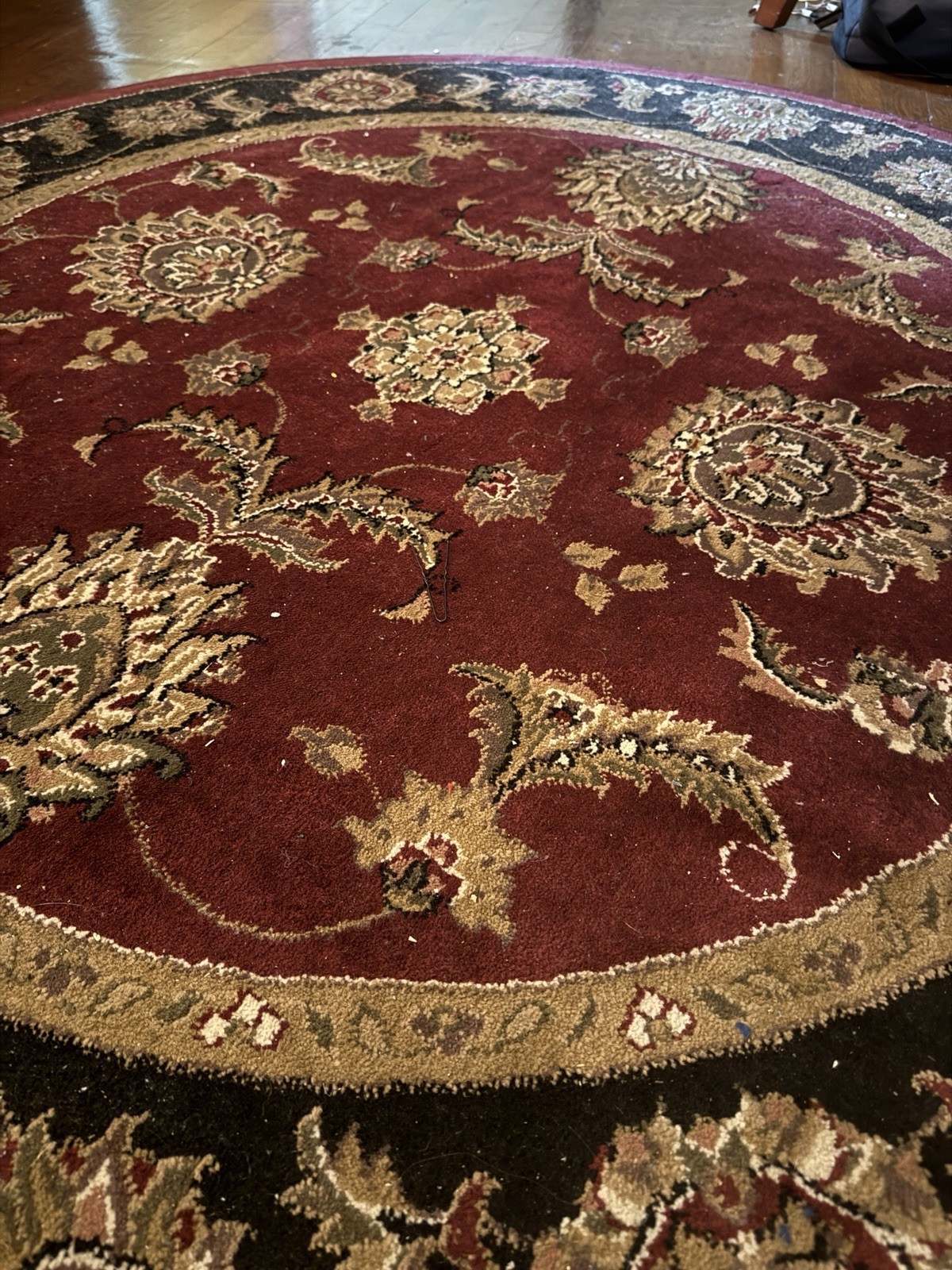 Collection Area Rug 5’ Round, Black Maroon Oriental Traditional gallery