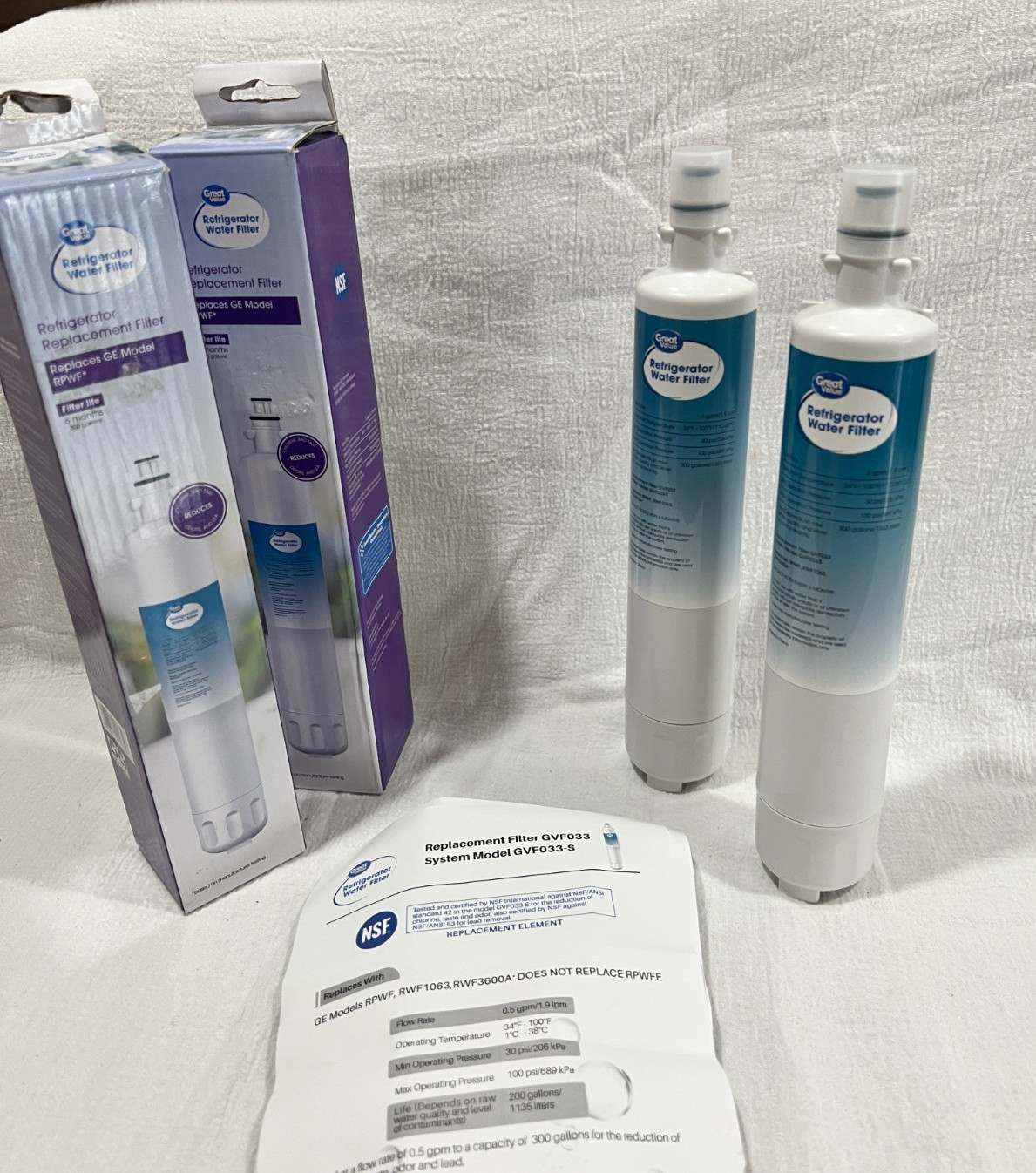 Great Value Refrigerator Water Filters Replaces GE Model RPWF 300 2 pack gallery