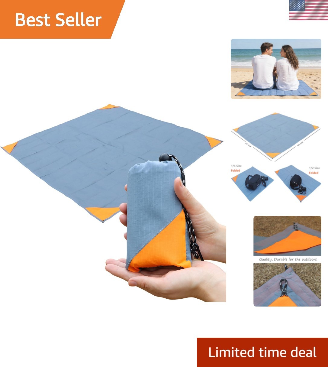 Pocket Picnic Blanket, Sandproof Lightweight Pocket Camping Tarp, 55″x 60″ Fo... gallery