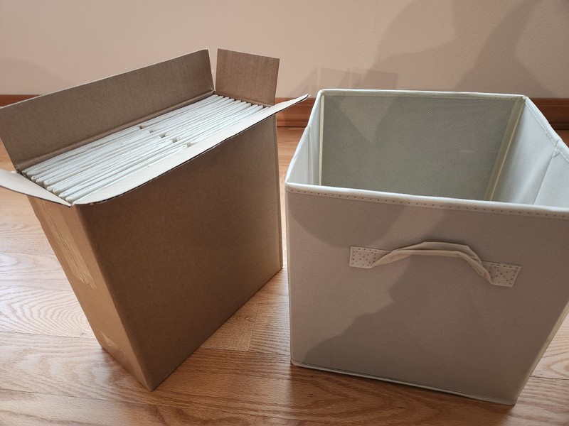 Amazon Basics Foldable Storage Cubes 6-Pack Beige 10.5"x10.5"x11" New Open-Box gallery