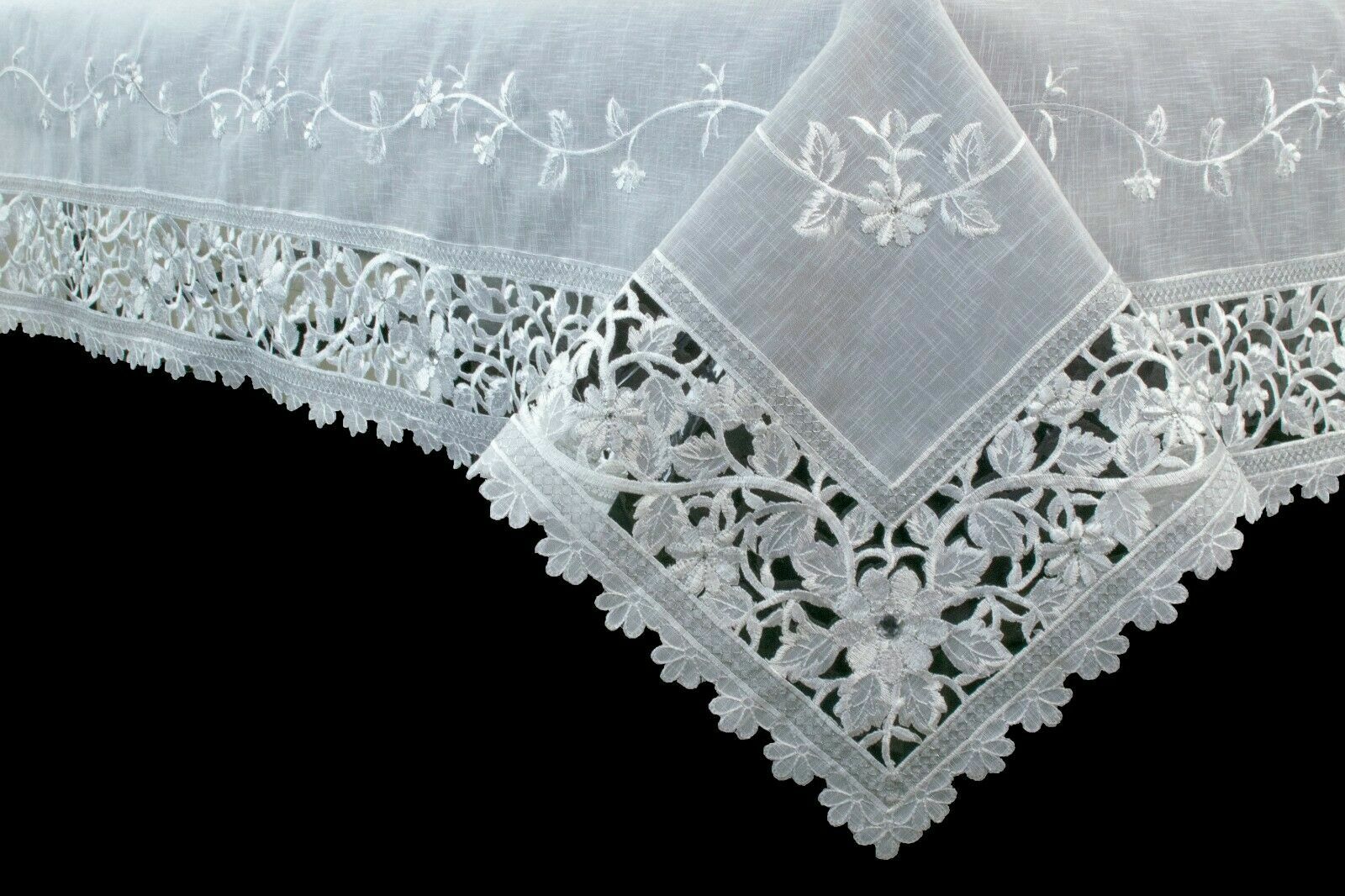 54x72'' White Silver Embroidery Rhinestones Organza Tablecloth Napkins Wedding gallery