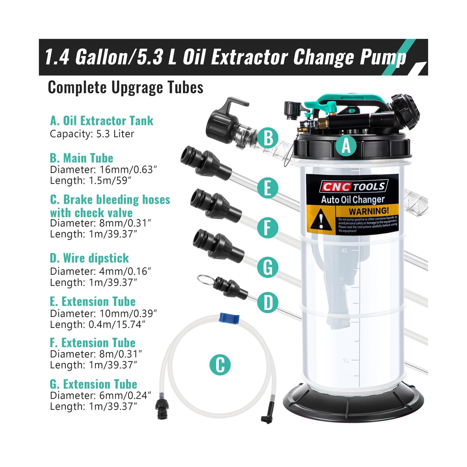 Estune 1.4 Gallon/5.3 L Manual Pneumatic Fluid Extractor, Automotive Oil Extr... gallery