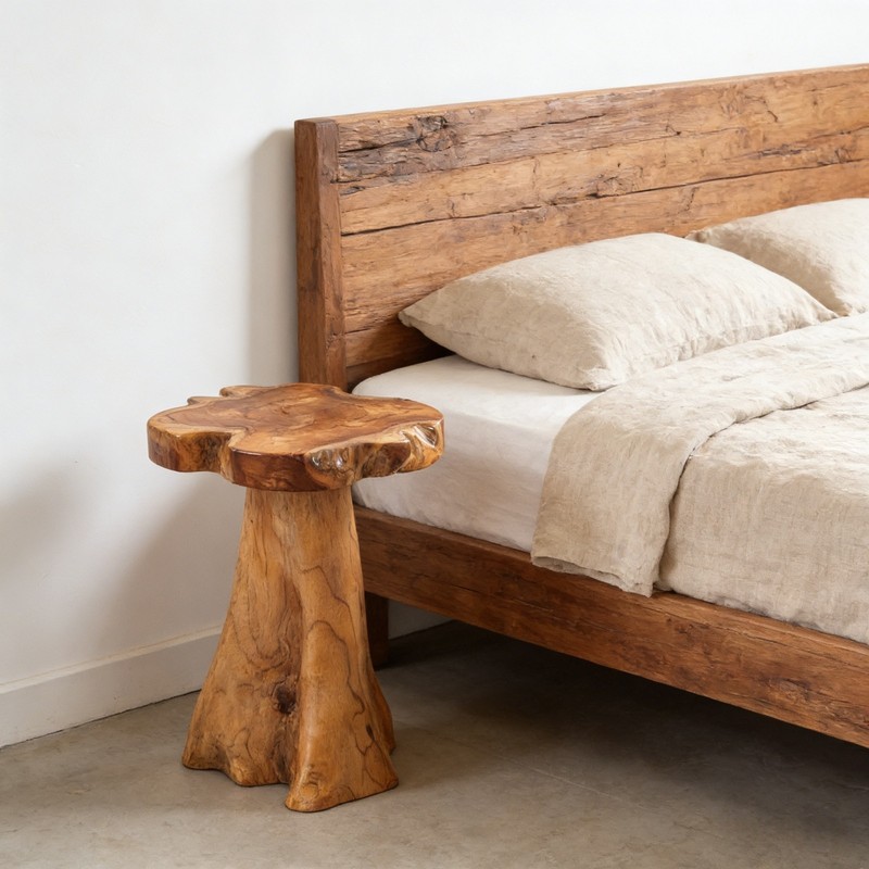 Rustic Teak Tree Stump Table – Live Edge Side Table or Stool, Natural Wood, Gift gallery