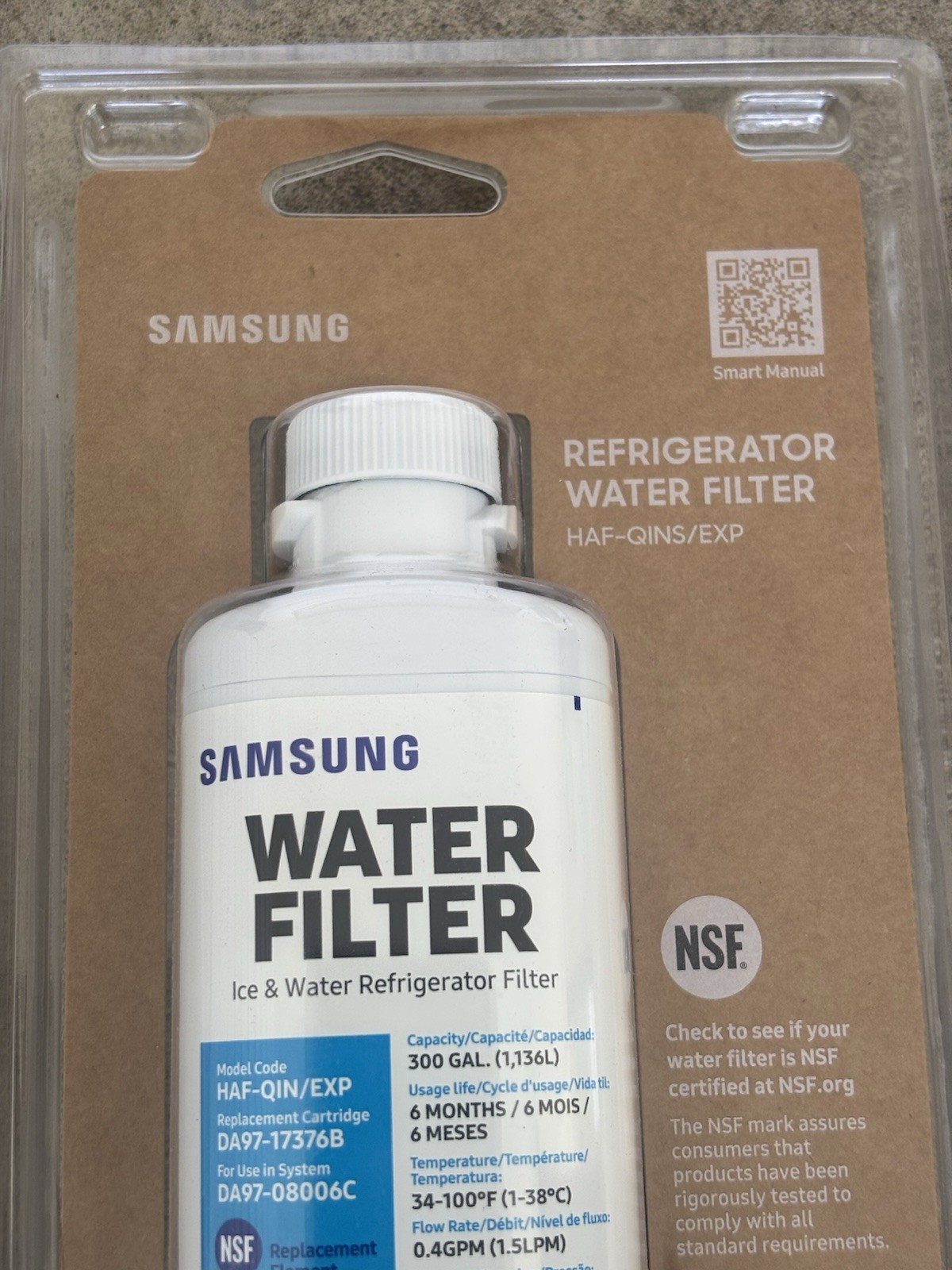 NEW Samsung Refrigerator Water Filter DA97-17376B HAF-QINS/EXP NSF Certified gallery