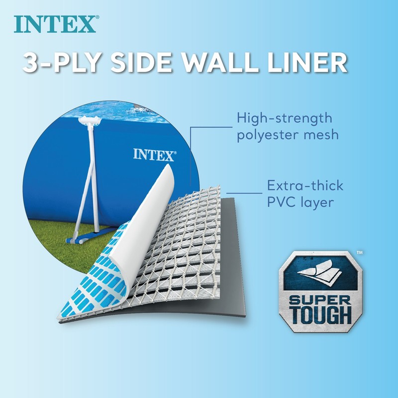 Intex 14ft x 33in Rectangular Above Ground Backyard Swimming Pool with Filter gallery