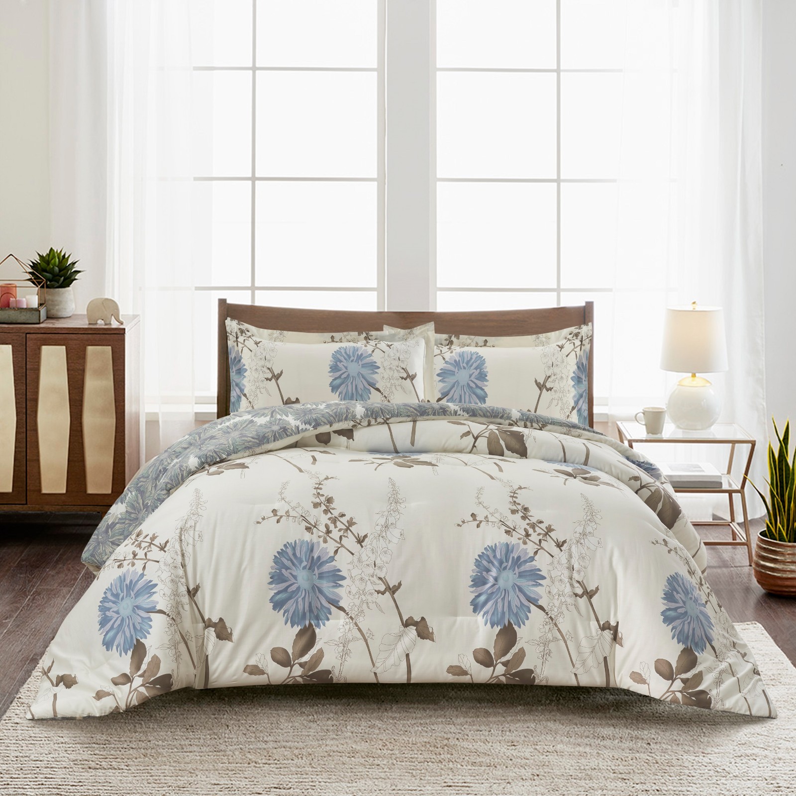 Open Box Queen Size Swanson Daisy Comforter Set: 1 Comforter 2 Pillow Shams gallery