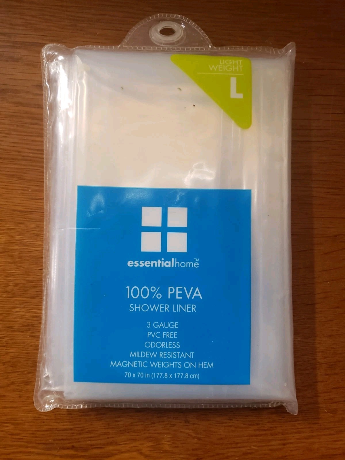 Essential Home Clear 100% PEVA 3 Gauge Light Weight Shower Liner 70" x 70", New gallery