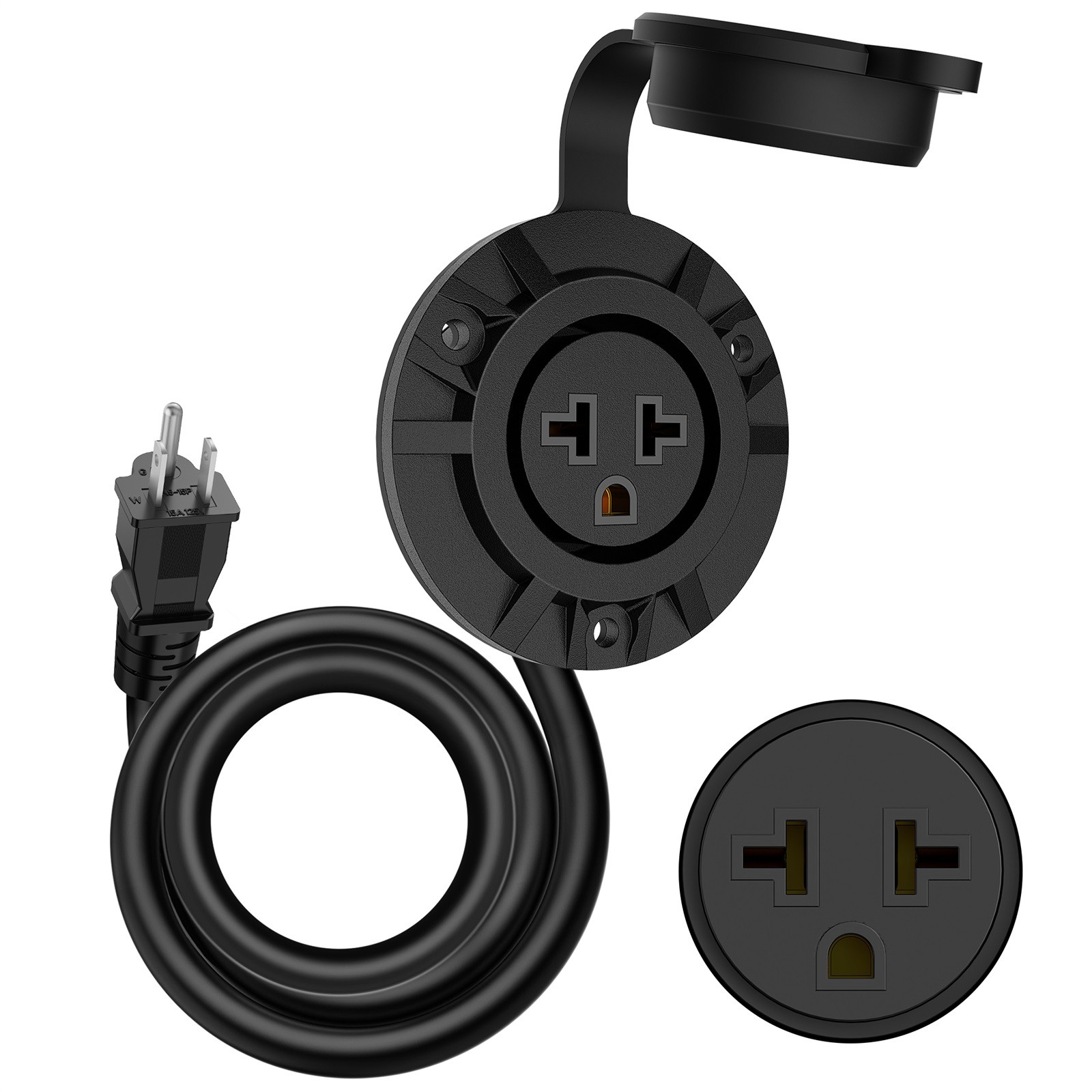125V 20A Outdoor Power Outlet Receptacle Heavy Duty 12AWG RV 20" Extension Cord gallery