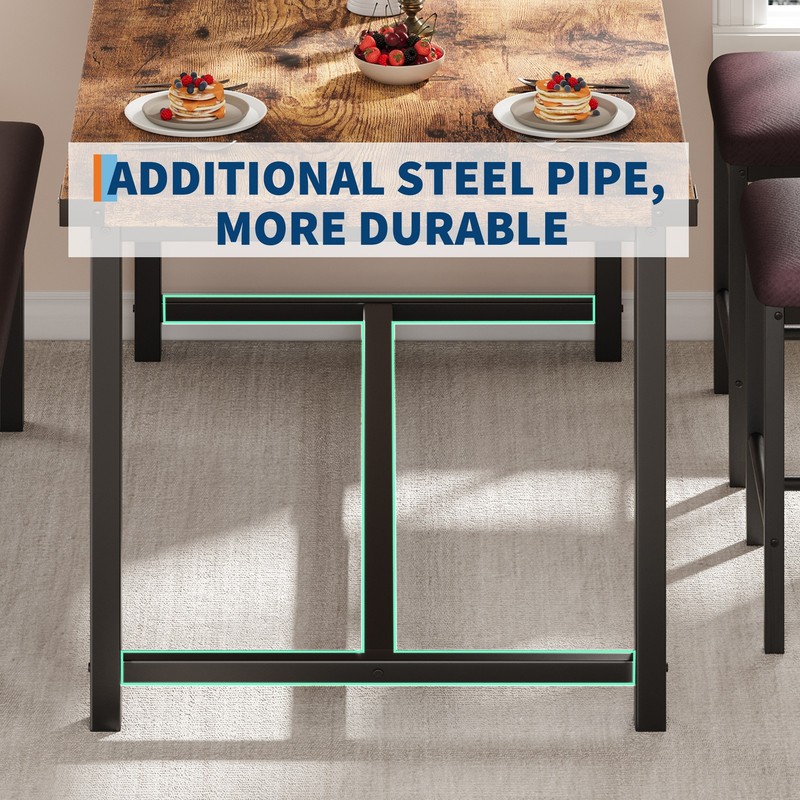 Modern 4-Piece Dining Table Set for 4, Kitchen Table, Bench, 2 Padded Chairs gallery