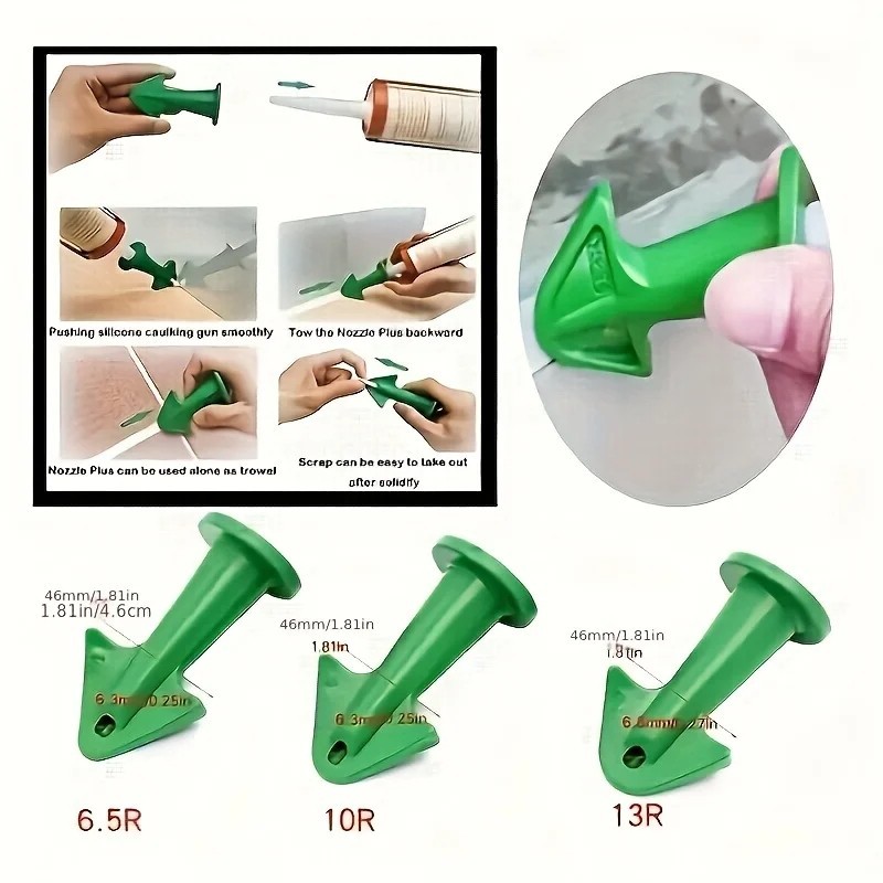 3pcs Caulk Nozzle Applicator Silicone Caulking Finishing Grout Tool Kit - NEW gallery