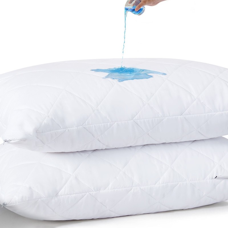 Quilted Waterproof Pillow Protector Pack of 2 Zipped Pillow Protector Cover Soft gallery