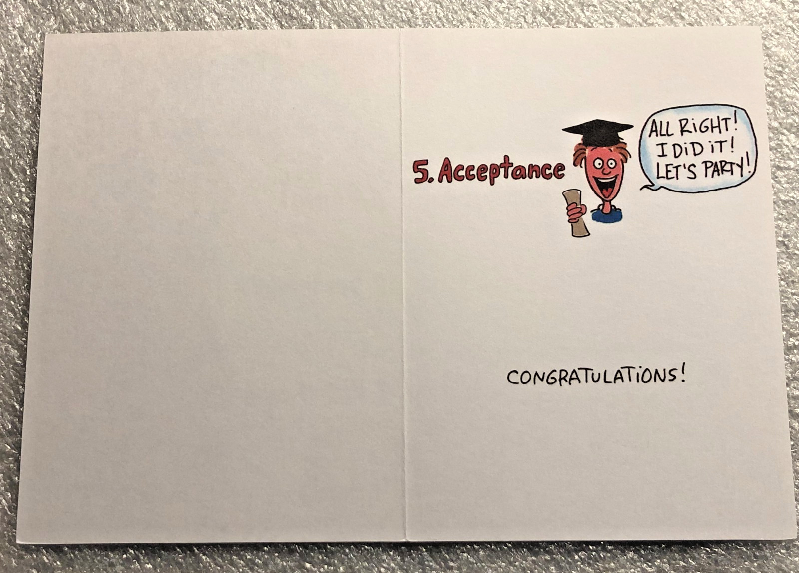 GRADUATION CARD RECYCLED PAPER GREETINGS "5 STAGES OF GRADUATING 1. DENIAL..." gallery
