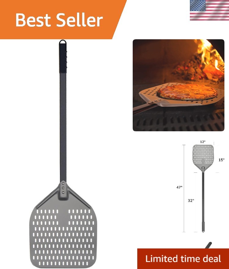 12 x 15 Inch Rectangular Aluminum Pizza Peel – 47 Inch Perforated Pizza Turni... gallery