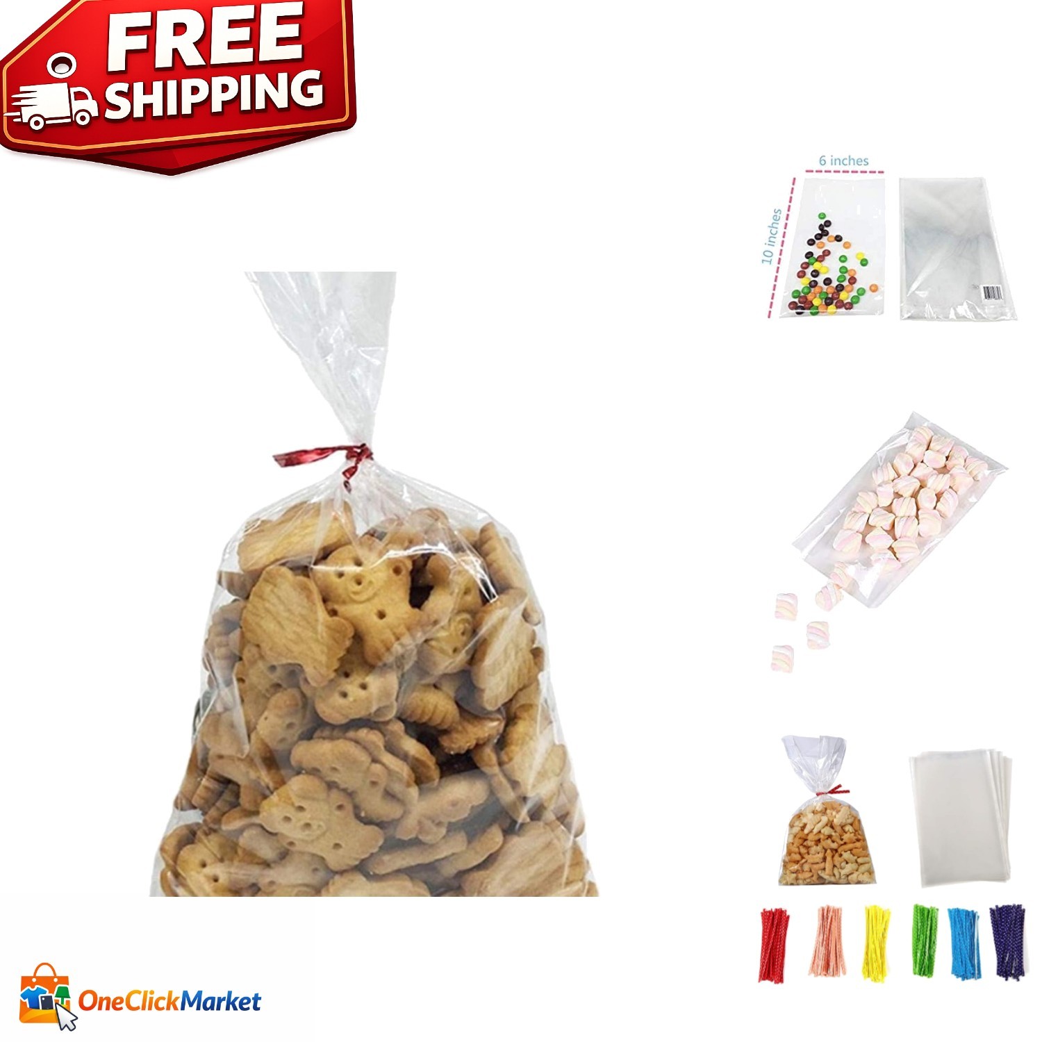 Versatile Clear Cello Treat Bags - 10x6 in, 100 Count, Perfect for Events gallery