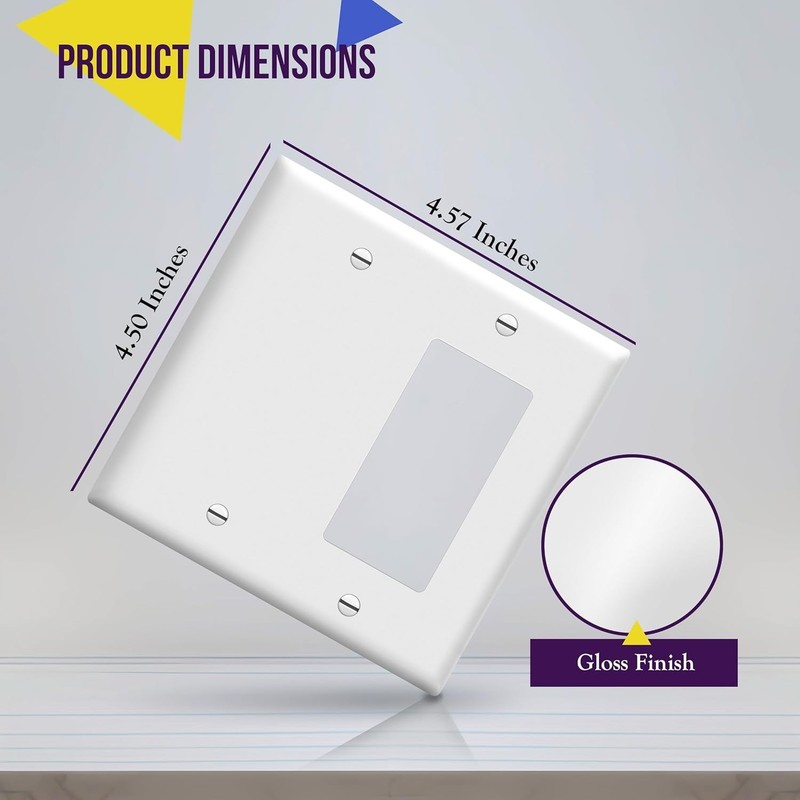 Combination Decorator Rocker/Blank Outlet Wall Plate, Standard Size, 2-Gang 4... gallery