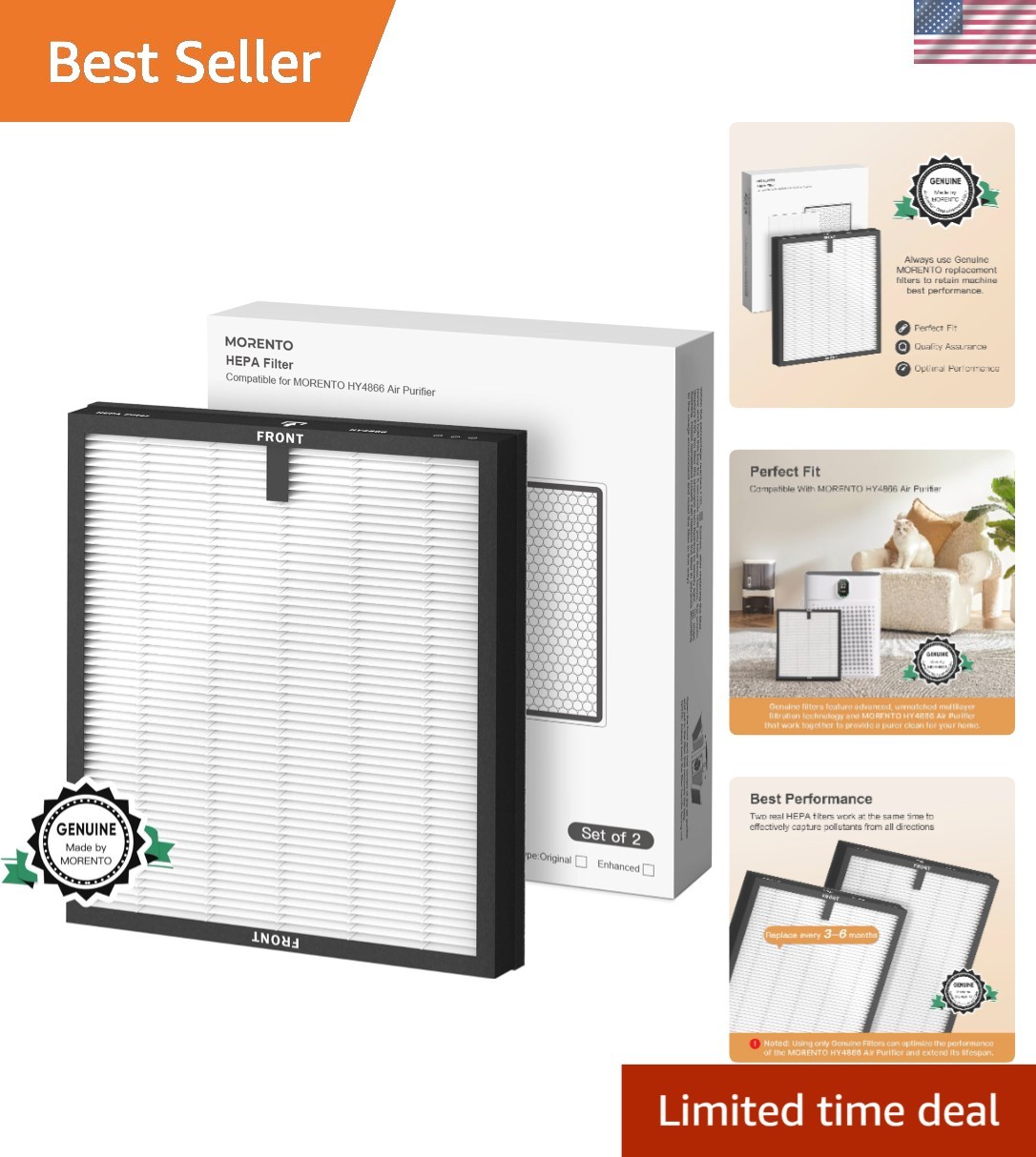 Genuine 2 Pack Replacement Filters for HY4866 Air Purifier – Lasts 2200 Hours gallery