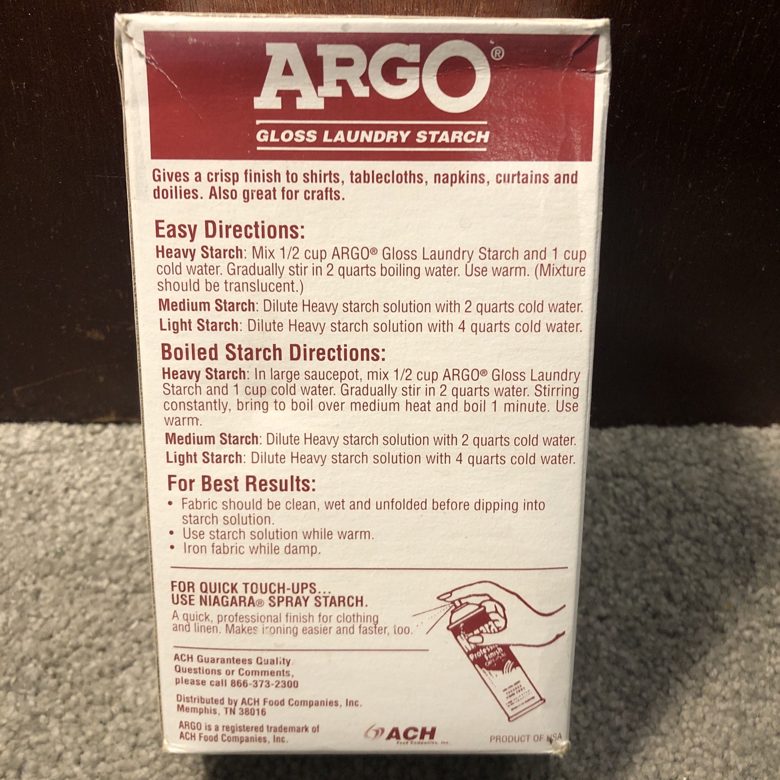 Exp 04/2013 - ARGO Gloss Laundry Starch Red, Removes Greasy Spots 16oz gallery